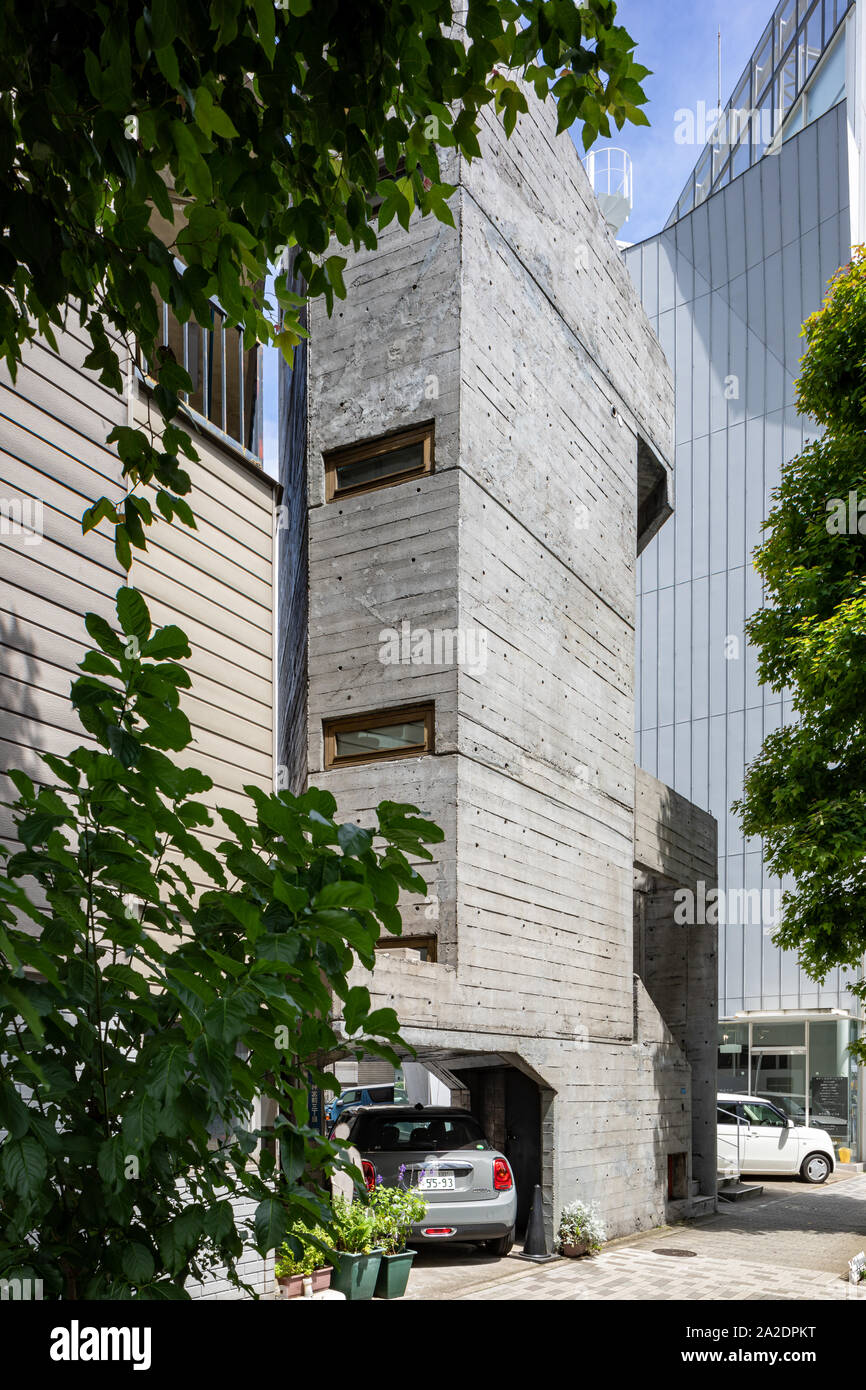Tower House, concrete single family house designed by Takamitsu Azuma (1966); Jingumae, Tokyo, Japan Stock Photo