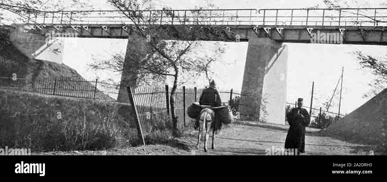 Egyptian Delta Railways - Delta line bridge over a road and the State Railway. Stock Photo