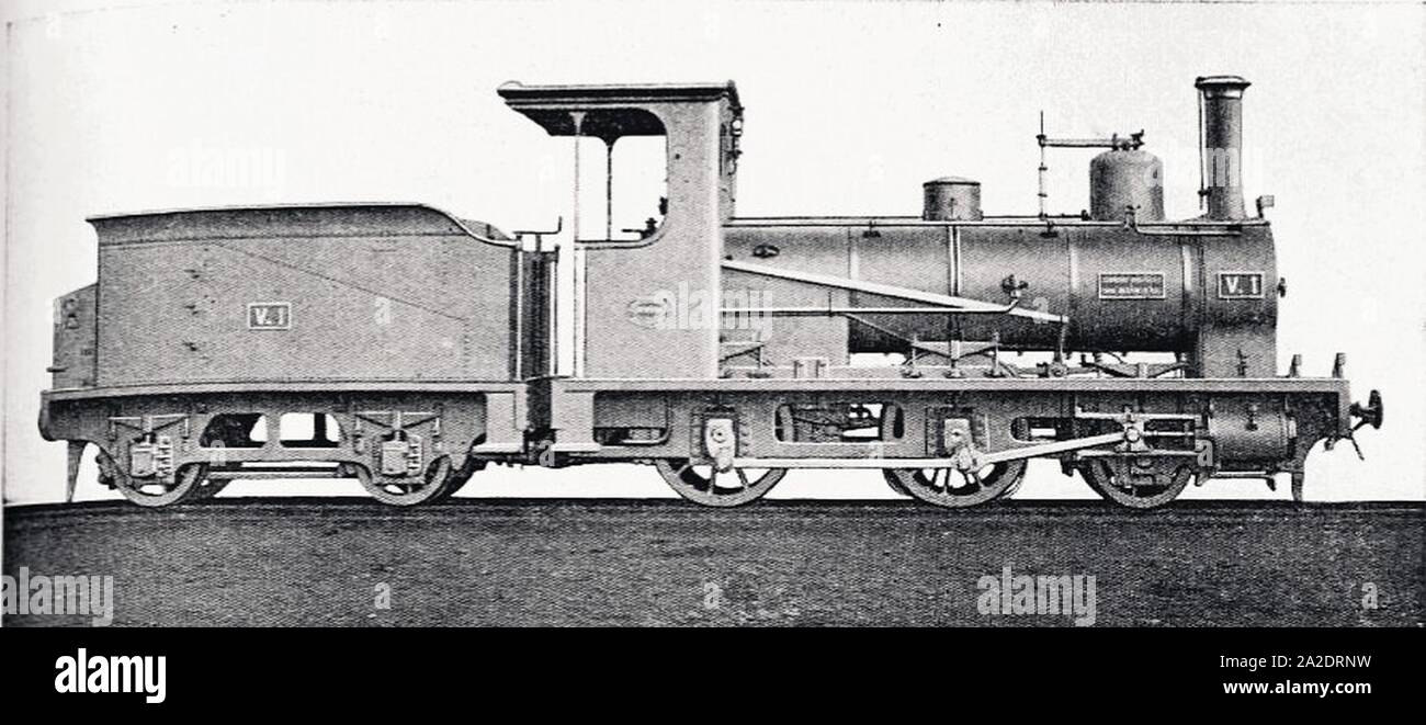 Egyptian Light Railways - Port Said Railway Company - 2-4-0 steam locomotive Nr. V1 (SACM Graffenstaden, 1893). Stock Photo