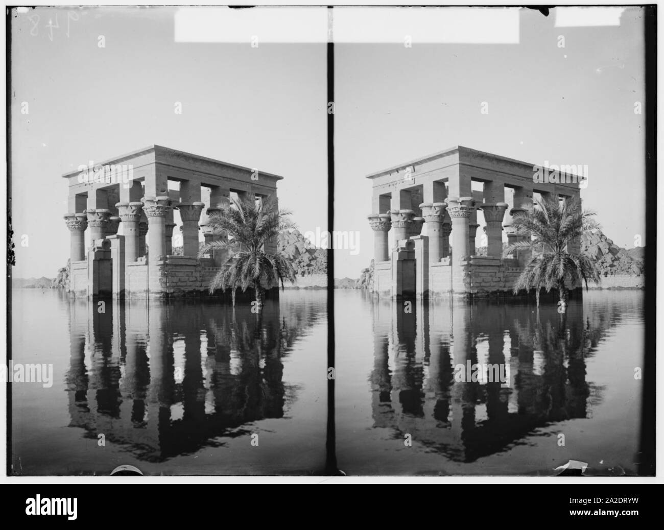 Egyptian views; Assuan and Philae. Kiosk at Philae, looking S.W., taken from a boat Stock Photo