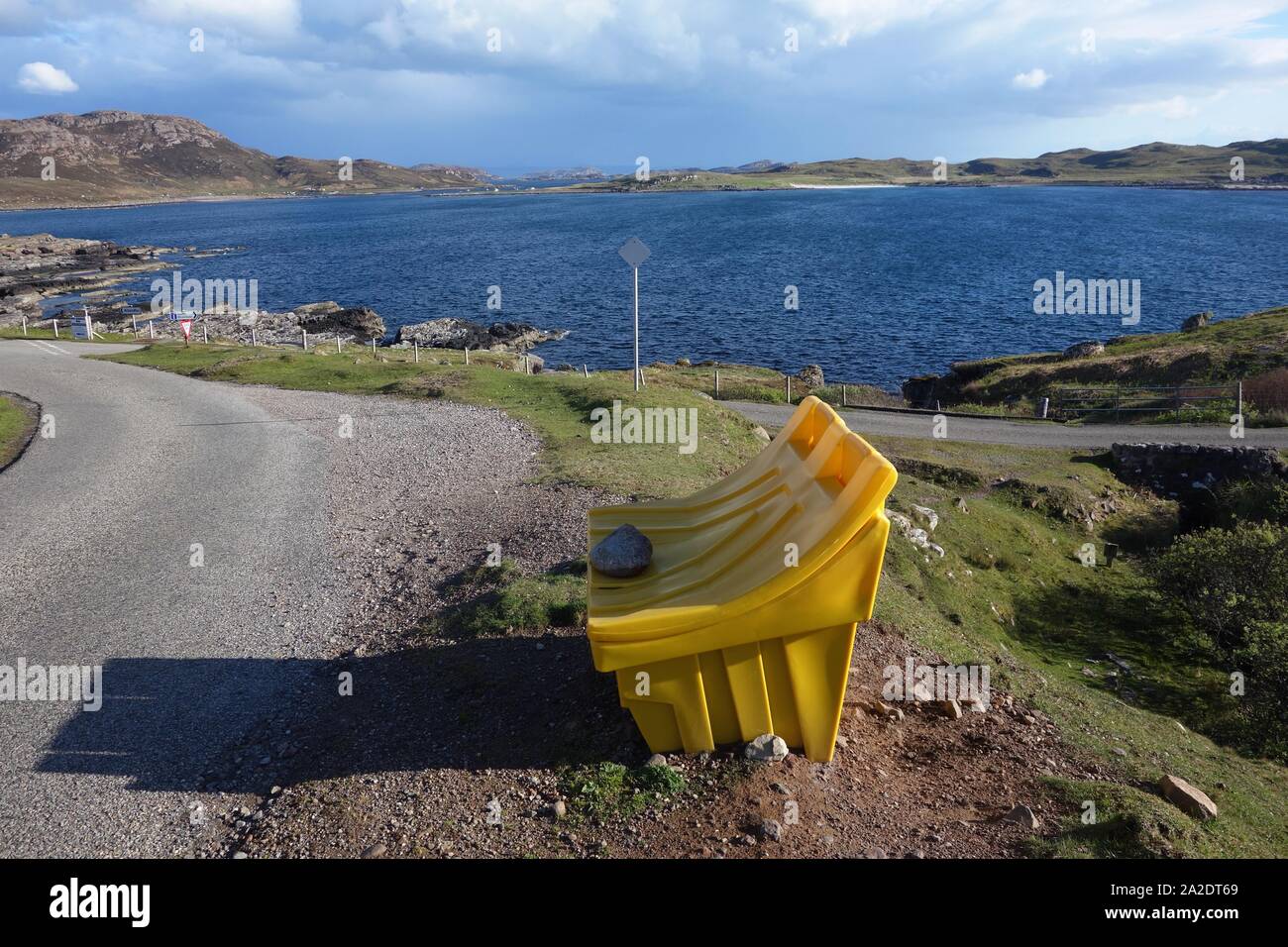 Yellow grit box, Altandhu, Scottish Highlands Stock Photo Alamy