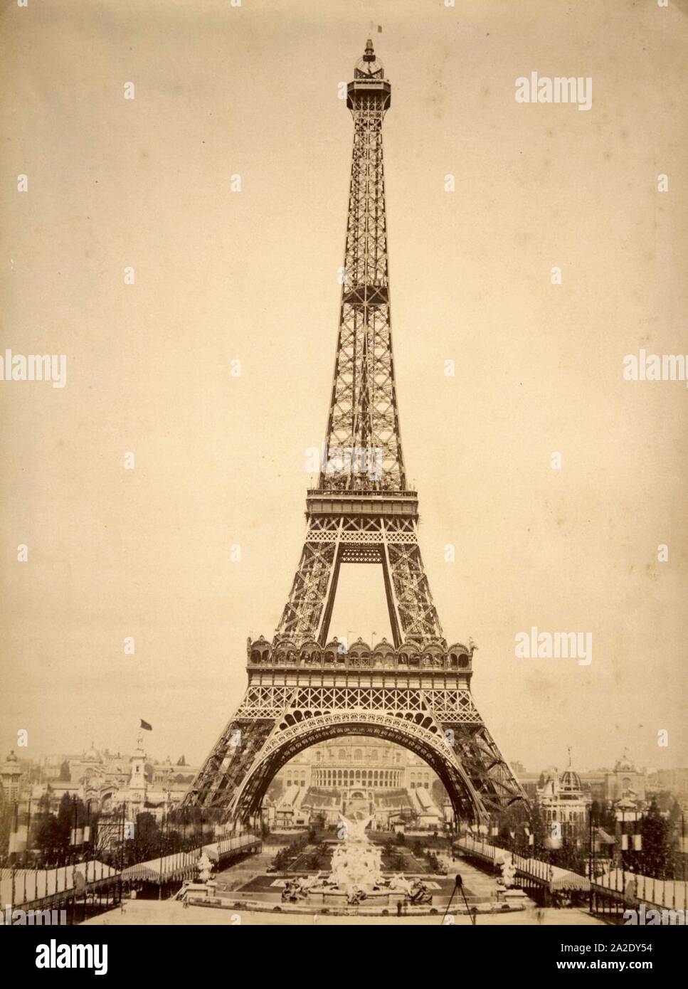 Eiffel Tower during 1889 Exposition. Stock Photo