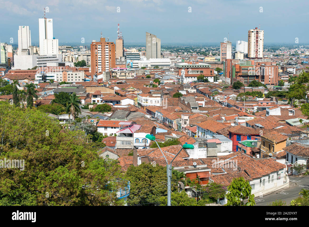 The city of Cali and the barrio (neighbourhood) of San Antonio in Colombia. Stock Photo