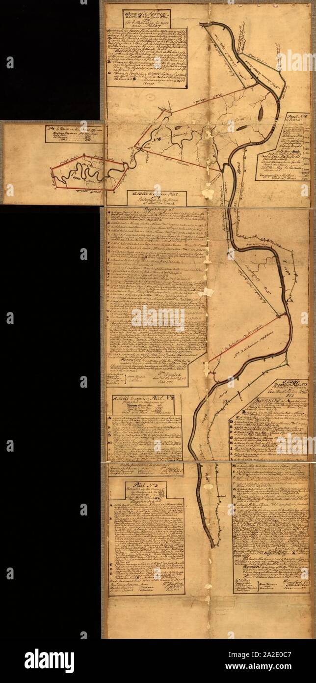 Eight survey tracts along the Kanawha River, W.Va. showing land granted
