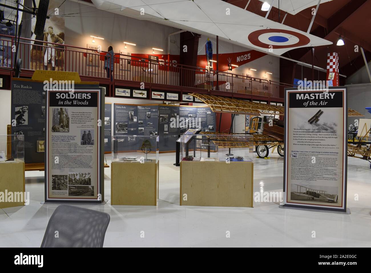 Displays, signs and artifacts are displayed inside one of the historic