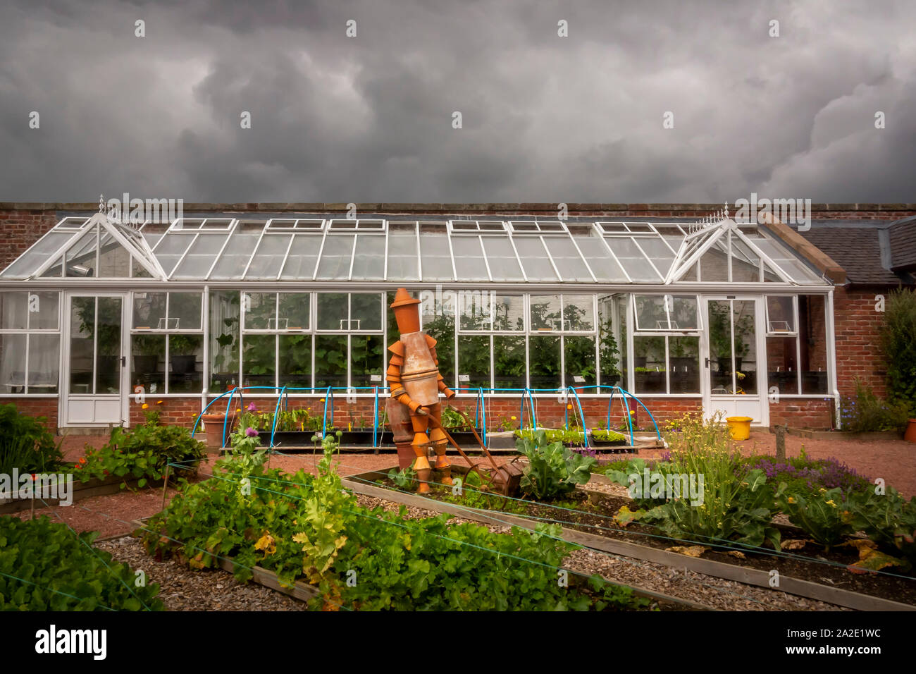 garden and scarecrow in auchinleck, scotland Stock Photo