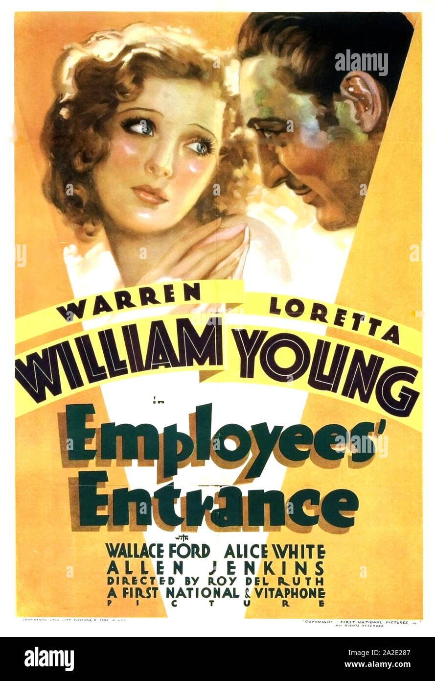 EMPLOYEE'S ENTRANCE 1933 First National Pictures film with Loretta Young and Warren William Stock Photo
