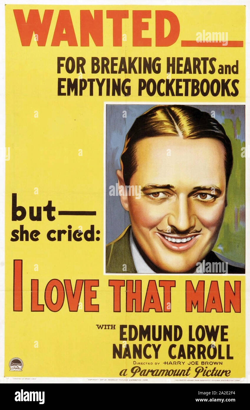 I LOVE THAT MAN 1933 Paramount Pictures film with Edmund Lowe Stock Photo