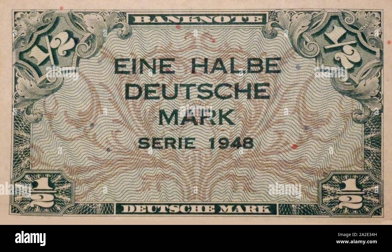 Eine Halbe Deutsche Mark - 1948. Stock Photo