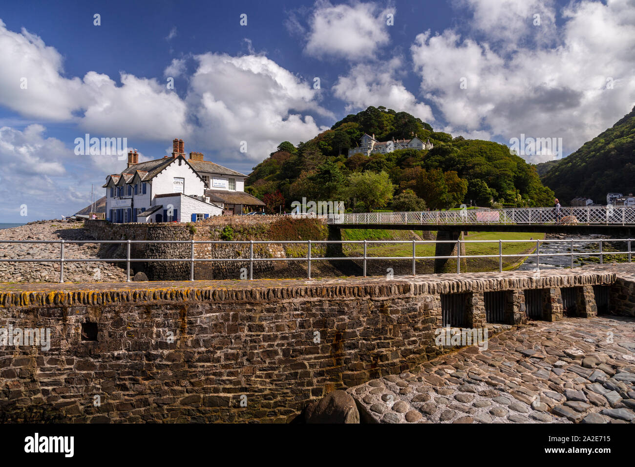 Harbour wall at Lynmouth on the North Devon coast Stock Photo