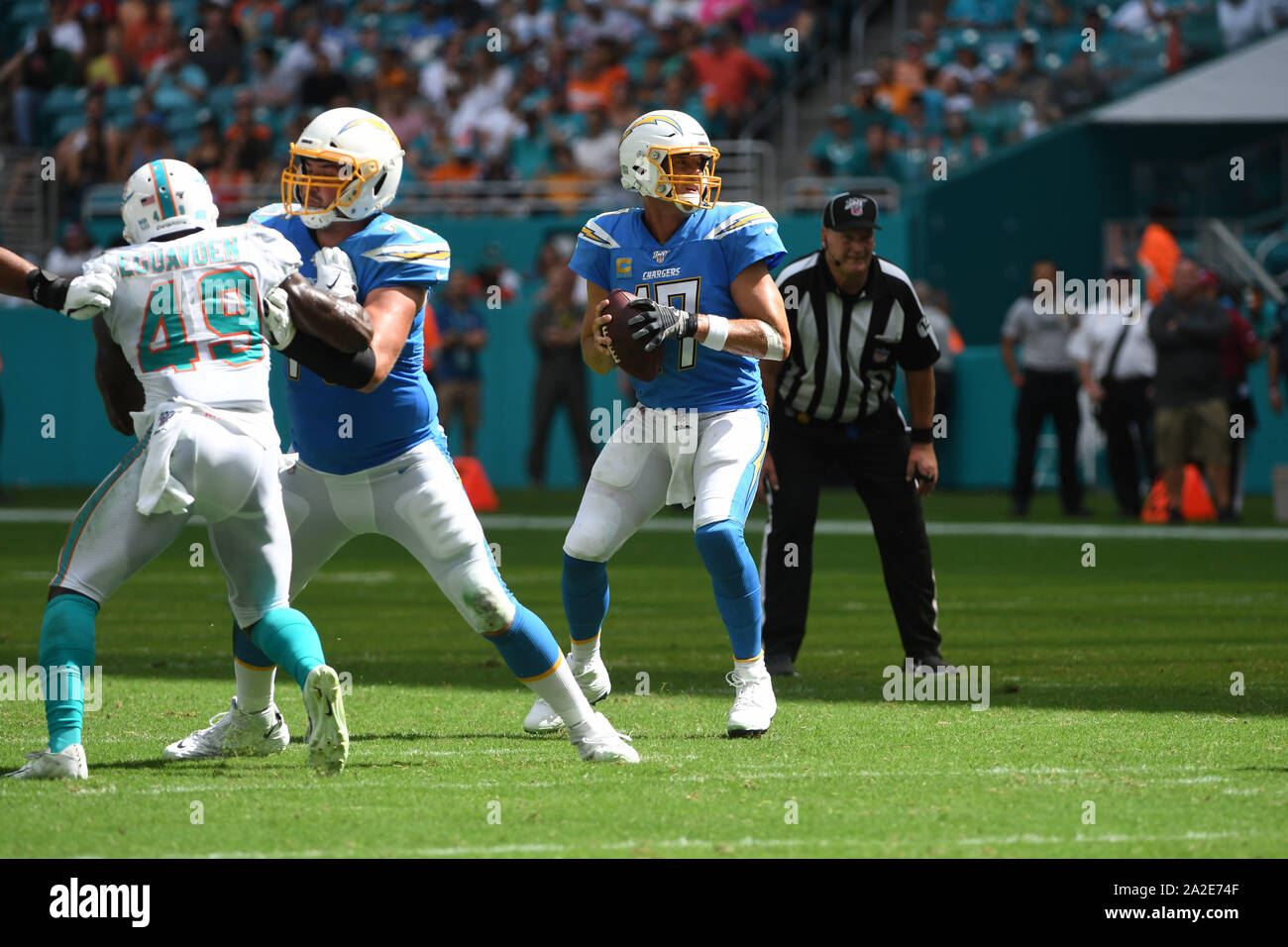 September 29, 2019: Philip Rivers #17 of Los Angeles in action during ...