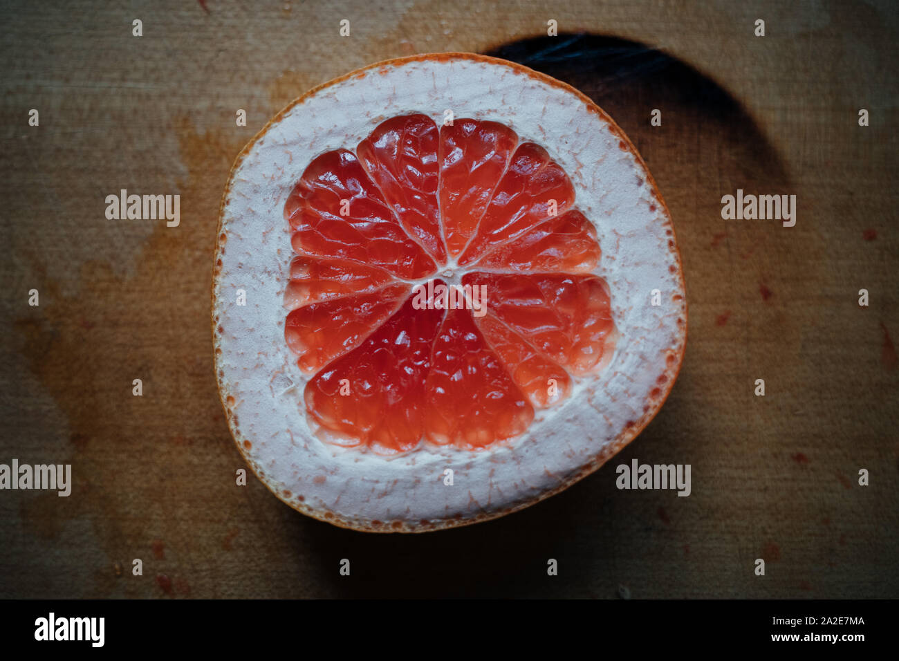 top view of sliced fresh grapefruit Stock Photo