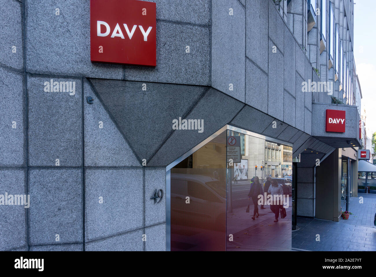 The offices of Davy stockbrokers in Dawson Street. Dublin.. Davy is Ireland's largest