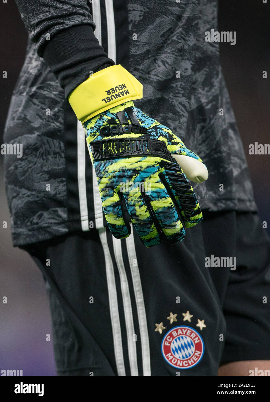 London, UK. 01st Oct, 2019. The Adidas Predator goalkeeping glove of  Goalkeeper Manuel Neuer of Bayern Munich during the UEFA Champions League  group match between Tottenham Hotspur and Bayern Munich at Wembley