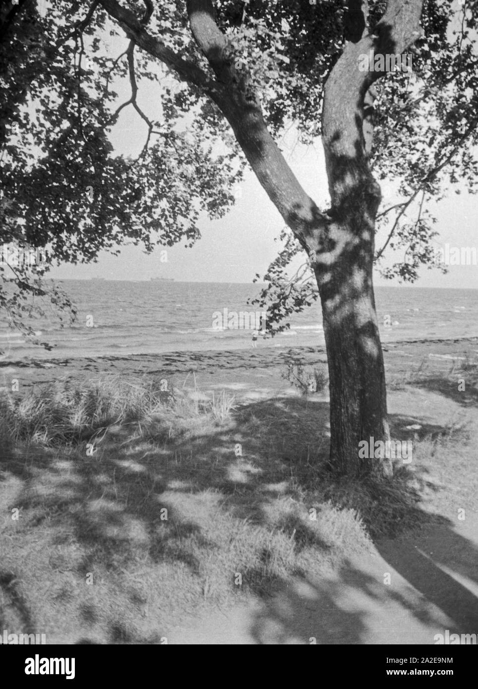 Am Strand von Danzig Glettkau, 1930er Jahre. On the beach of Gdansk Glettkau, 1930s. Stock Photo