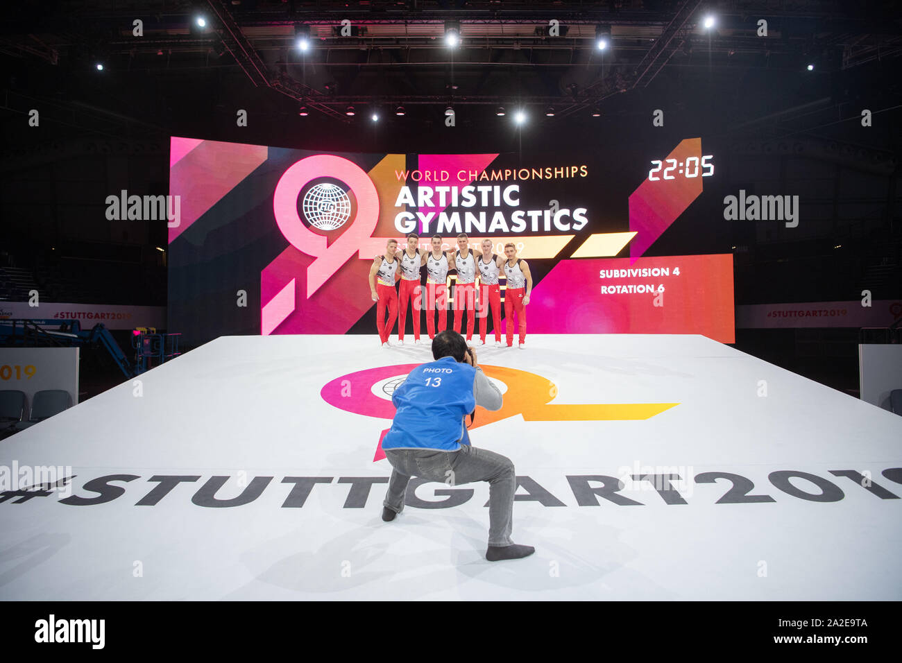 Stuttgart, Germany. 02nd Oct, 2019. Gymnastics WM, podium training men
