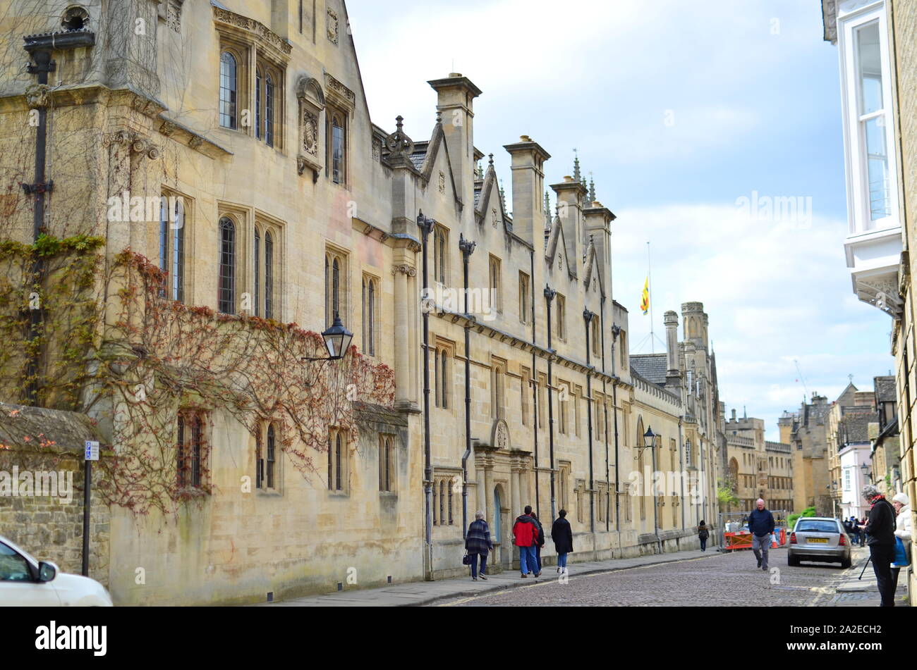 The Merton street in Oxford with Merton College buildings. Stock Photo