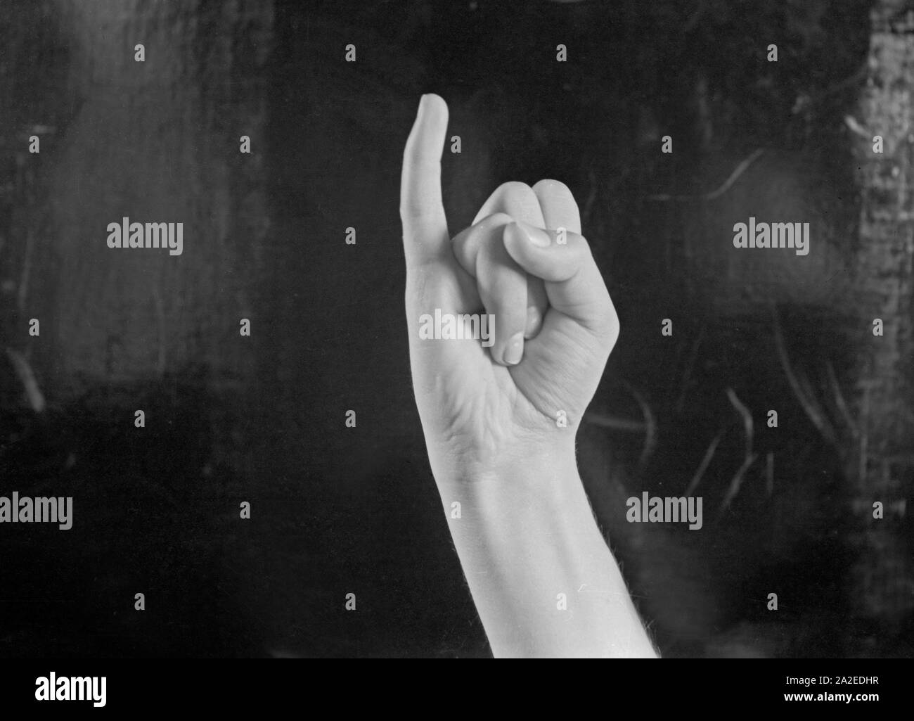 Der Buchstabe I in der Fingersprache. Letter I in finger alphabet. Stock Photo