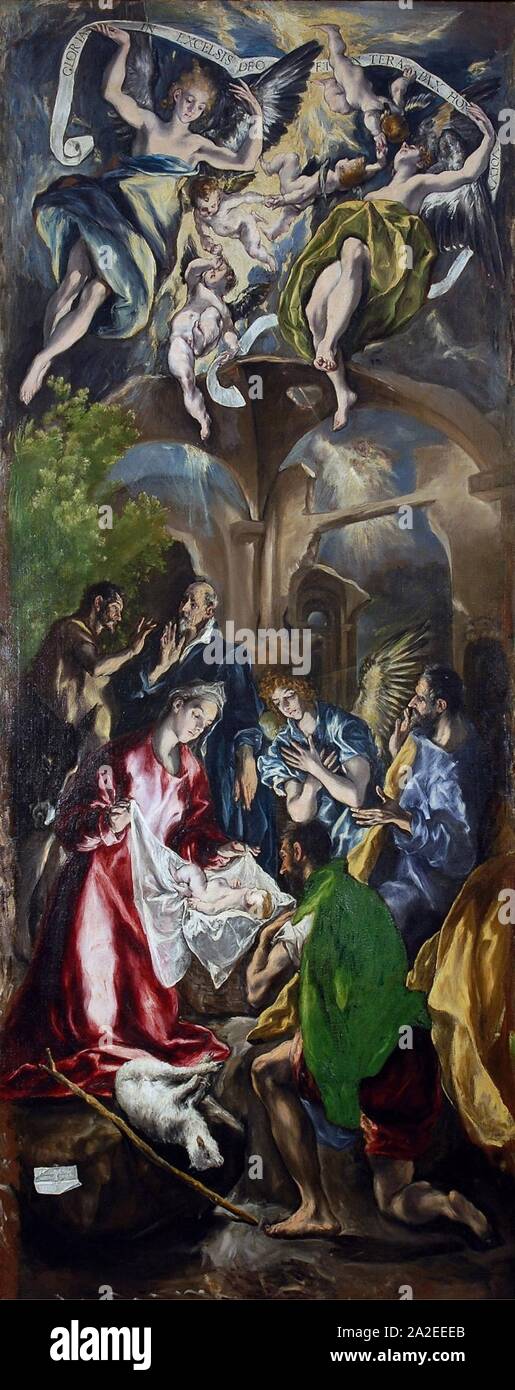 El Greco - The Adoration of the Shepherds (Bukarest). Stock Photo
