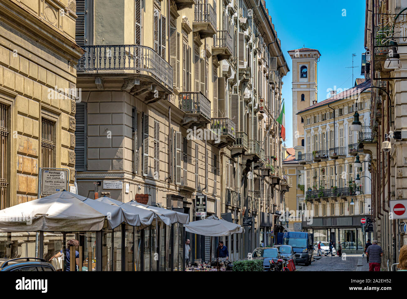 Buildings along Via Corte d'Appello in the heart of Old Town ,Turin,Italy Stock Photo