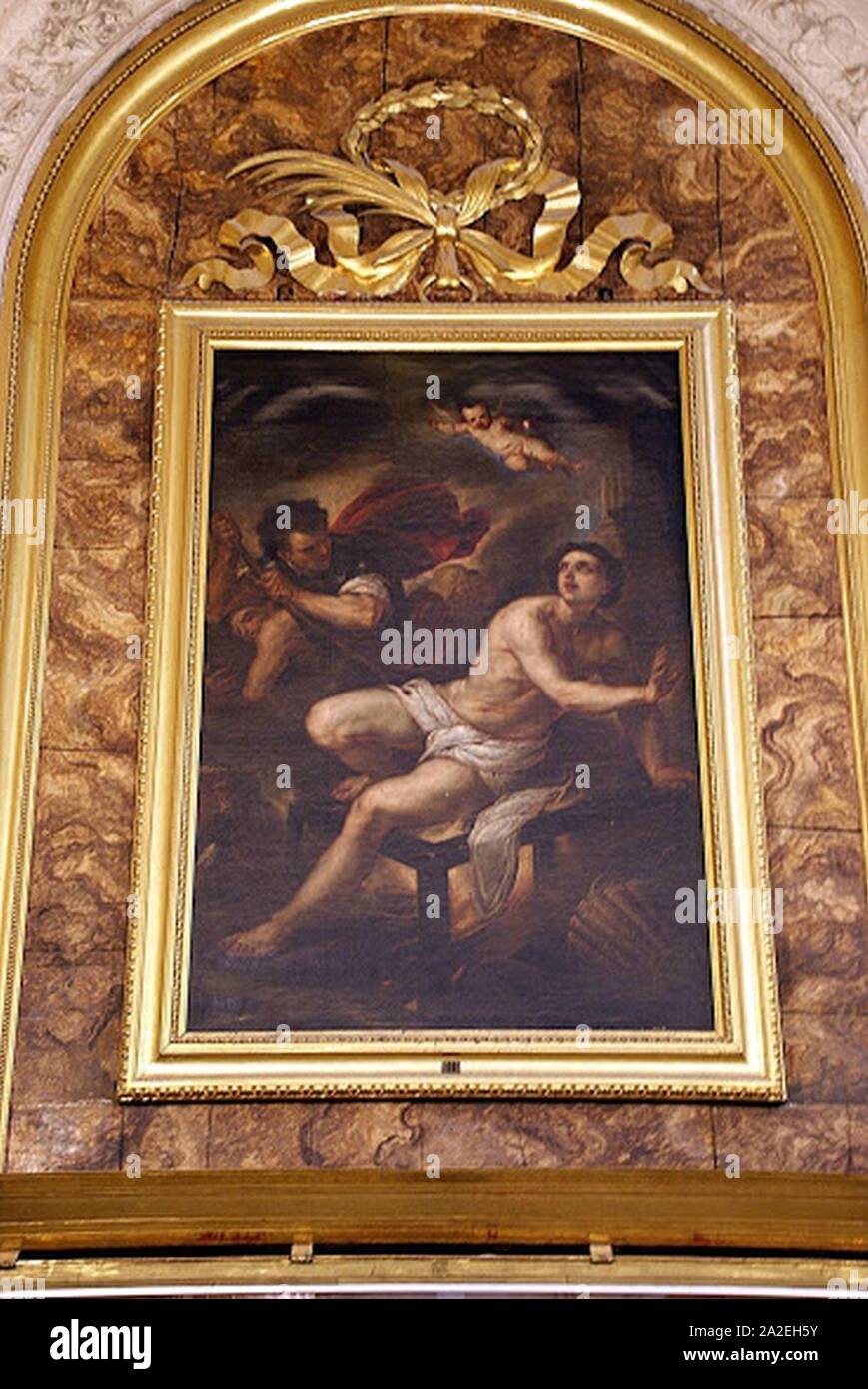 El martirio de San Lorenzo atribuido a Lucas Jordán. (Sacristía mayor de la catedral de Sevilla). Stock Photo