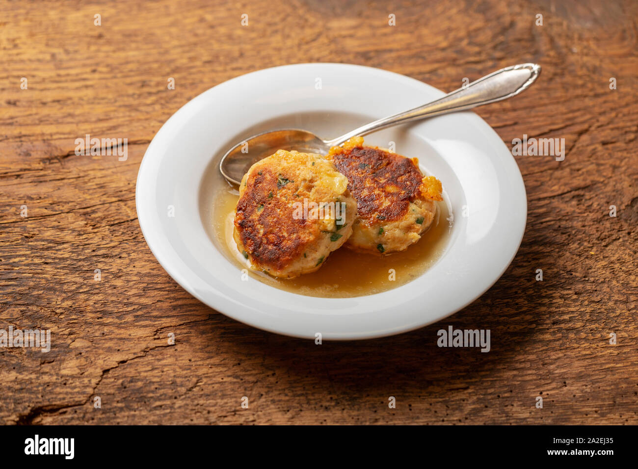 bavarian kaspressknoedel a cheese dumpling Stock Photo