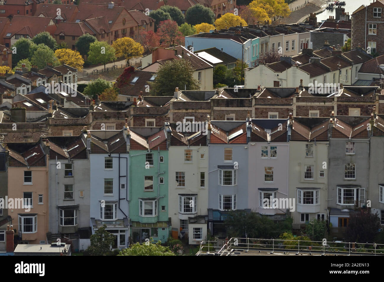 A row of coloured terraced houses in Bristol, England Stock Photo Alamy