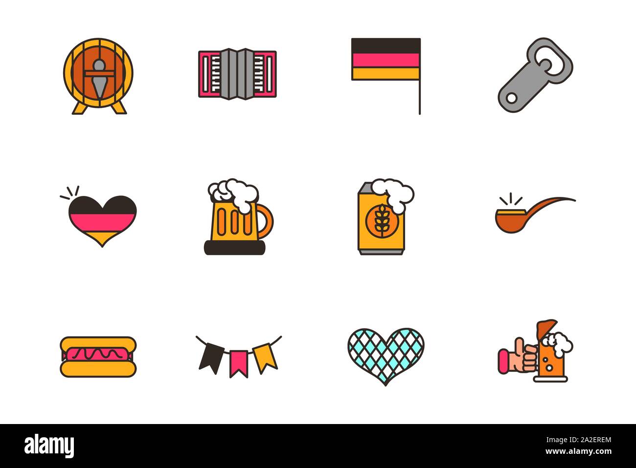 collection oktoberfest icons line filled vector illustration Stock Vector