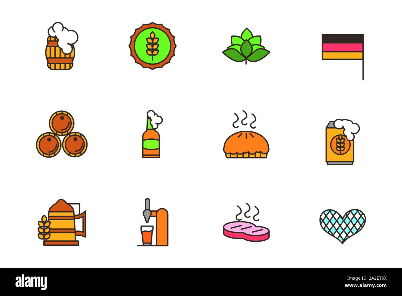 collection oktoberfest icons line filled vector illustration Stock ...