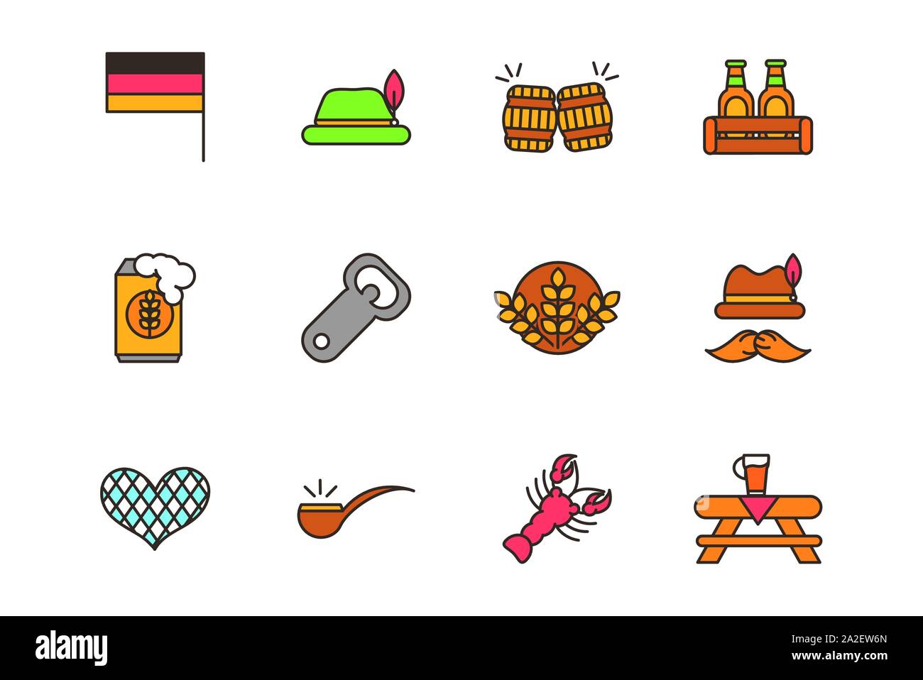 collection oktoberfest icons line filled vector illustration Stock ...