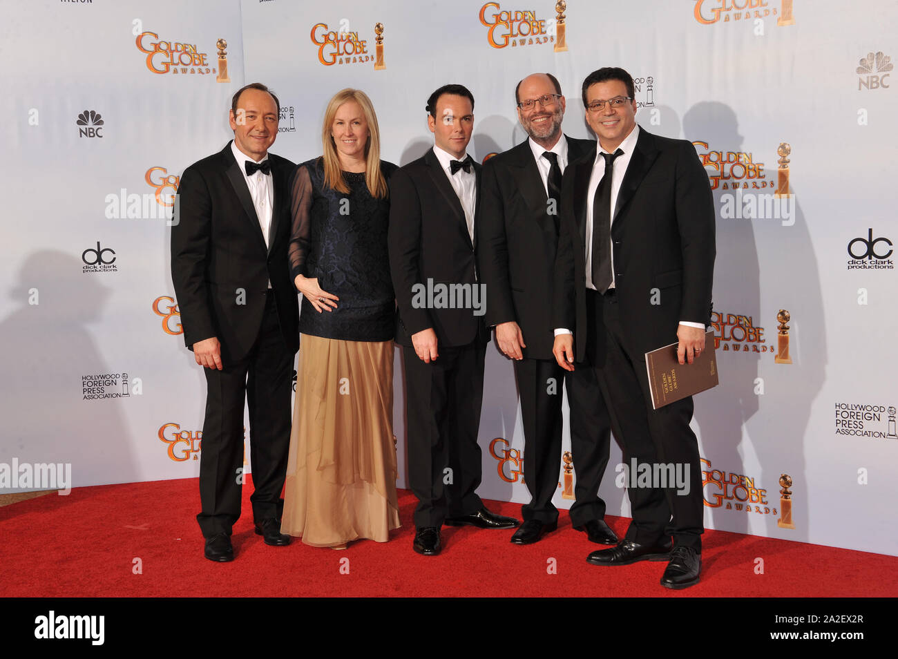 LOS ANGELES, CA. January 16, 2011: The Social Network producers Kevin Spacey, Cean Chaffin, David Brunetti, Scott Rudin and Micahel DeLuca at the 68th Annual Golden Globe Awards at the Beverly Hilton Hotel. © 2011 Paul Smith / Featureflash Stock Photo