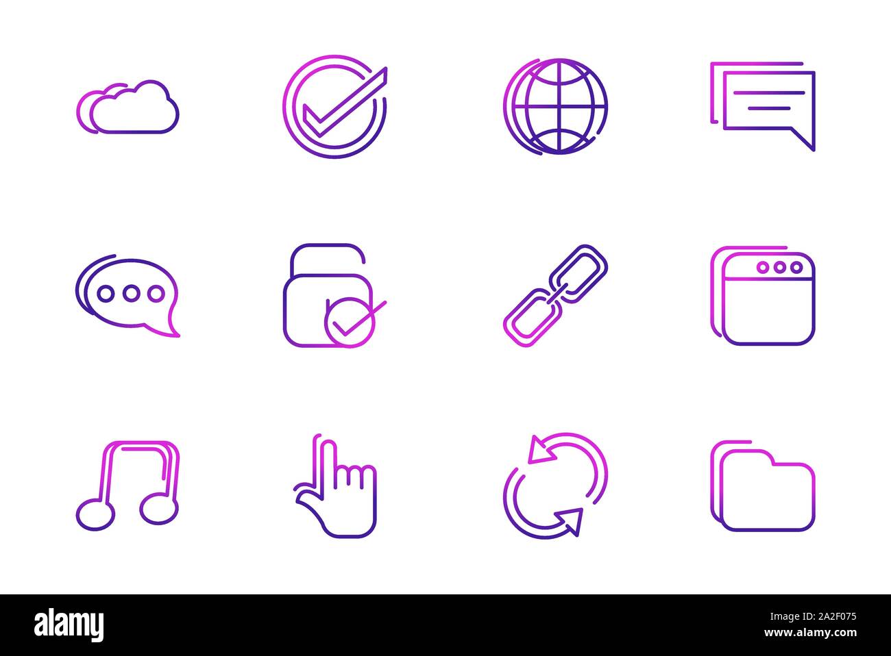 set of network social media icons line gradient vector illustration ...