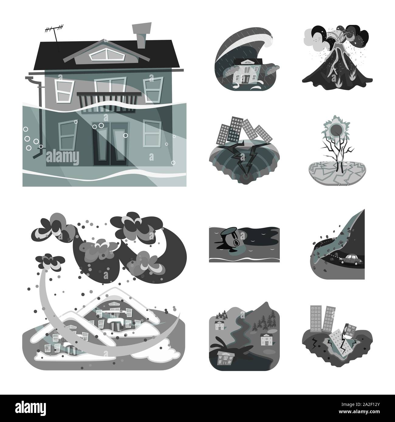 Vector illustration of nature and apocalypse icon. Collection of nature ...