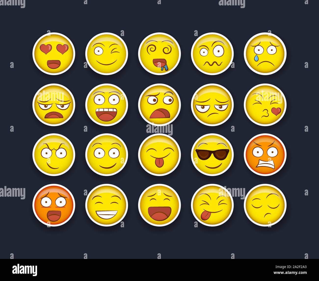 https://c8.alamy.com/comp/2A2F2A3/fun-yellow-smiley-face-sticker-set-on-isolated-background-diverse-social-reaction-collection-for-modern-teen-or-children-communication-concept-2A2F2A3.jpg