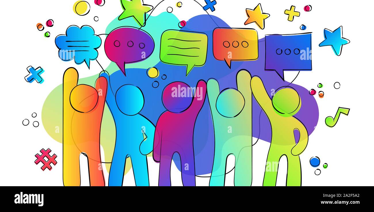 Online speaking concept chatting with friends Vector Image