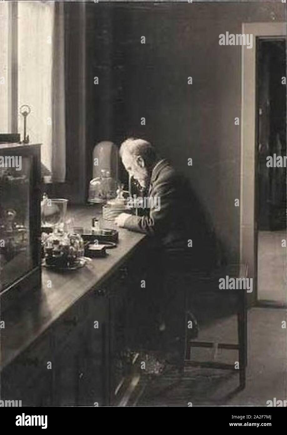 Emil Christian Hansen in the lab by Frederik Riise. Stock Photo