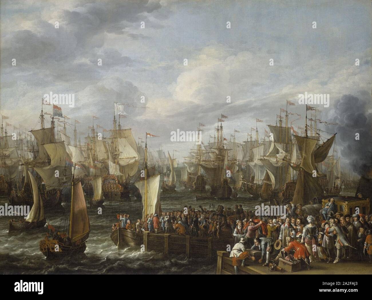Embarquement de Guillaume d'Orange pour l'Angleterre en 1688. Stock Photo
