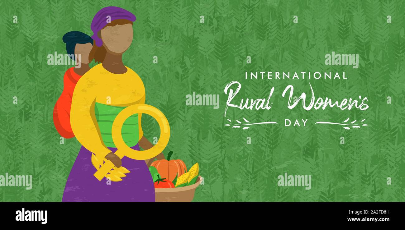 Rural Women S Day Banner Card Of Farm Woman Worker With Kid In