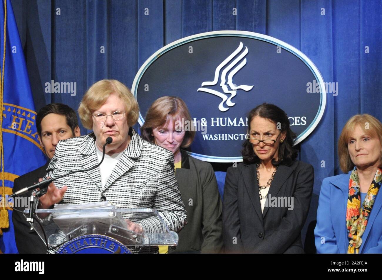 Ellen Murray, Assistant Secretary for Financial Resources (ASFR) delievers remarks at the HHS 2014 Budget Press Conference, April 10, 2013. Stock Photo