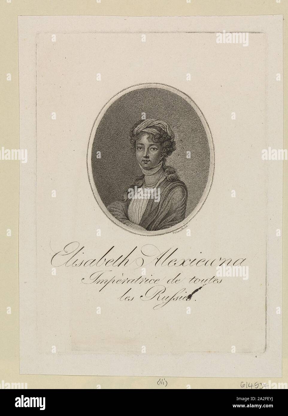 Elizabeth Alexeevna, engraving by Vockerodt. Stock Photo
