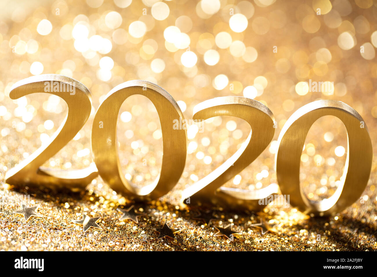 2020 year golden numbers,festive background Stock Photo