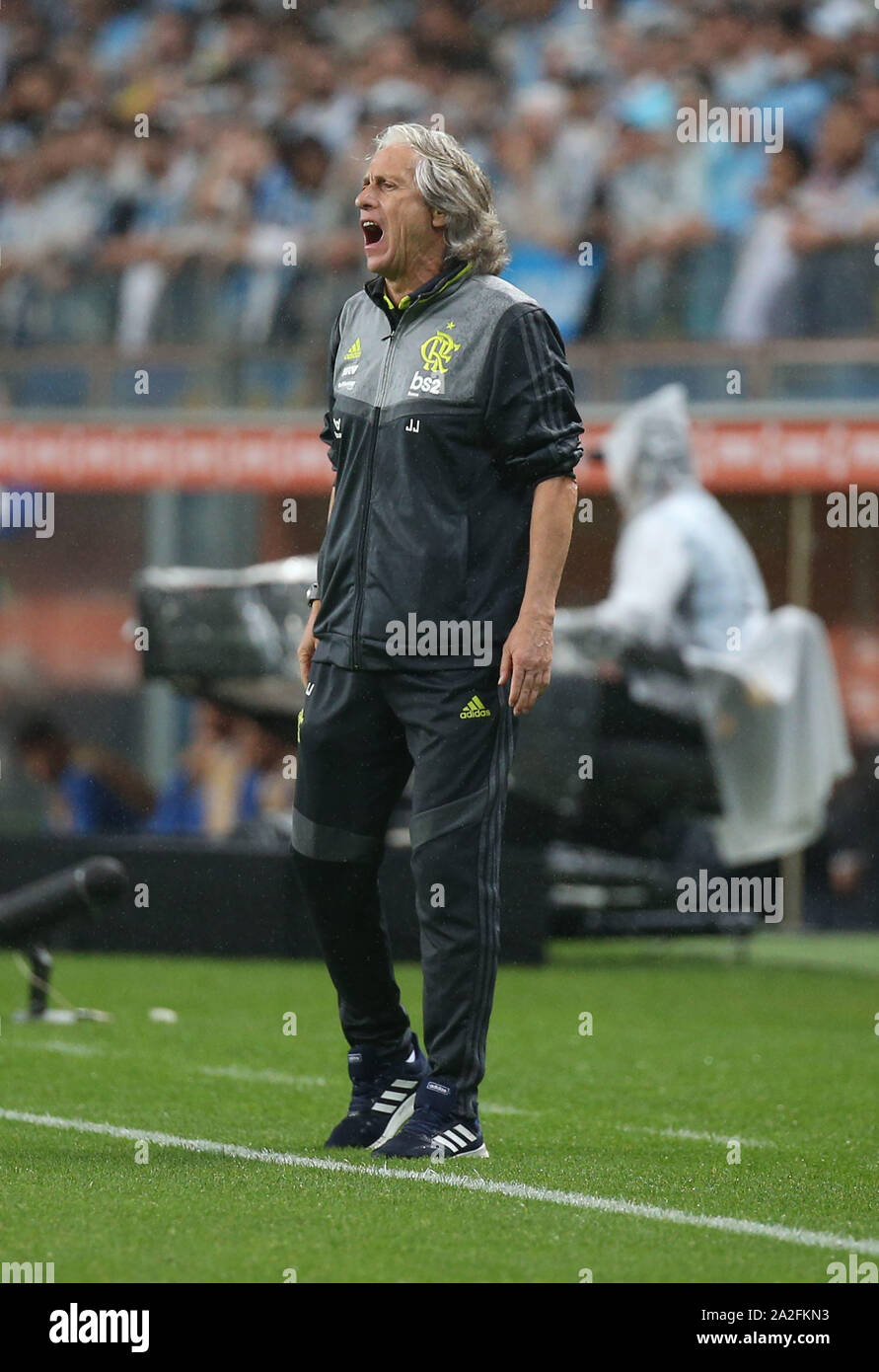 Porto Alegre Rs 02 10 2019 Gremio X Flamengo Jorge Jesus During Gremio X Flamengo In A Match For The Semifinals Of Conmebol Libertadores 2019 Match Held At Arena Do Gremio On