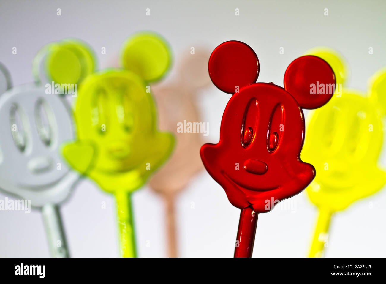 plastic stirrer with mouse head decoration Stock Photo