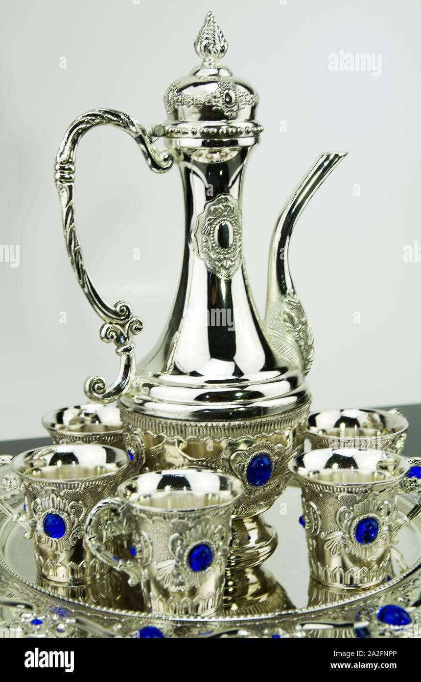 silverware tea set with white background Stock Photo Alamy