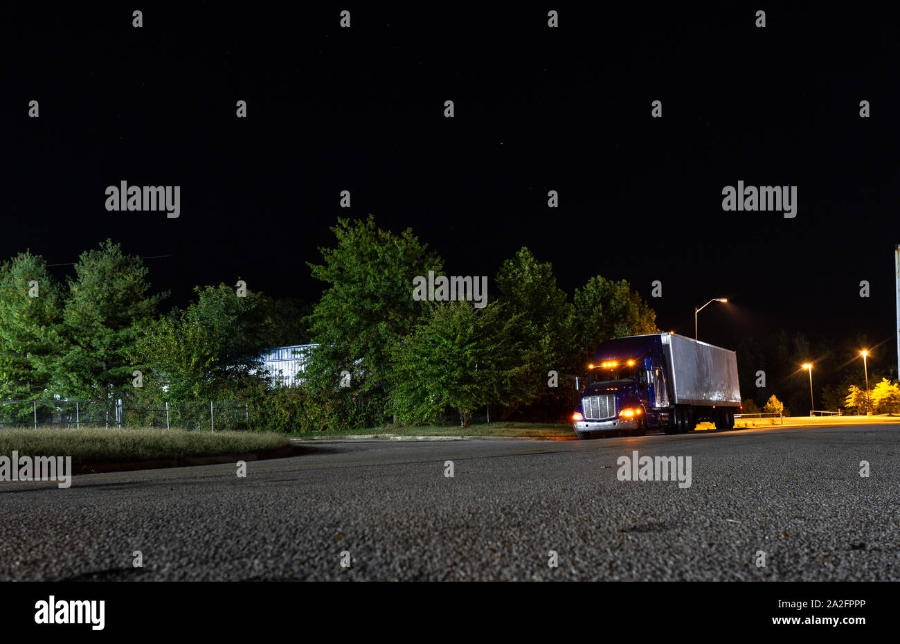 Freight truck industry. Dry Van and trailer Stock Photo