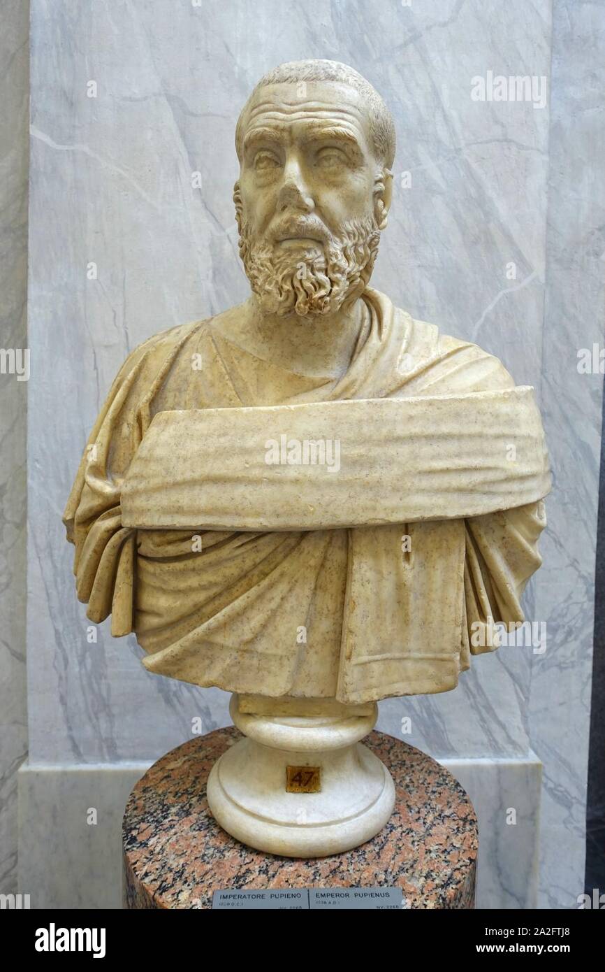 Emperor Pupienus bust, inv. 2265, Roman, 238 AD Stock Photo