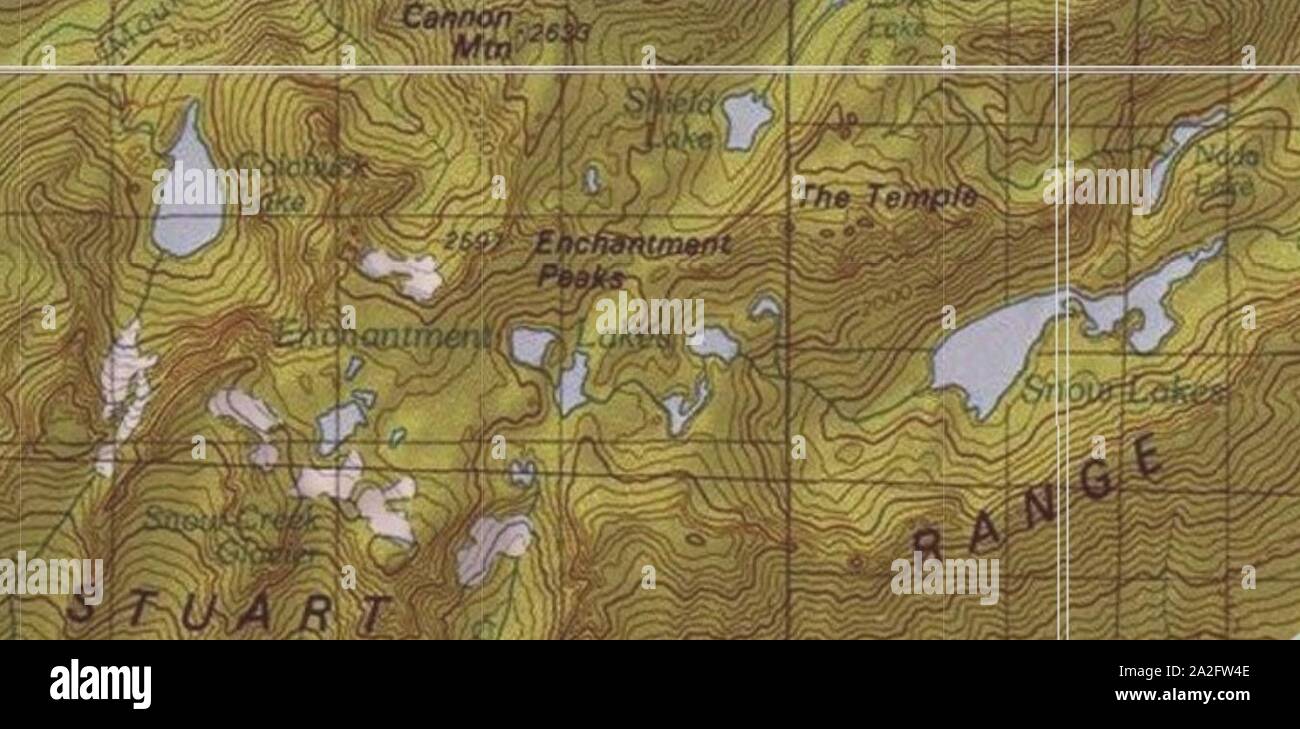Enchantment Lakes map Stock Photo Alamy