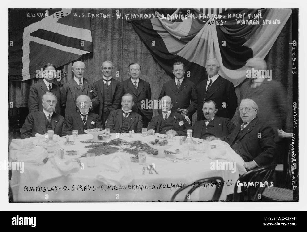 Elisha Lee, W.S. Carter, W.F. Morgan, J. Davies, H. Garrod, Haley Fiske, Amos, Warren Stone, R. M. Easley, O. Straus, C.W. Bowerman, A. Belmont, J.H. Thomas, S. Gompers Stock Photo