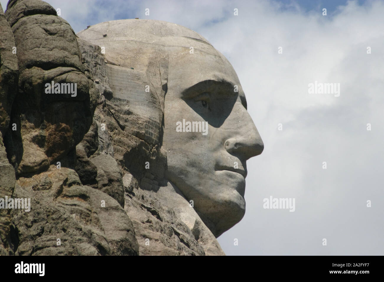 A side view of Mount Rushmore's President George Washington. Stock Photo