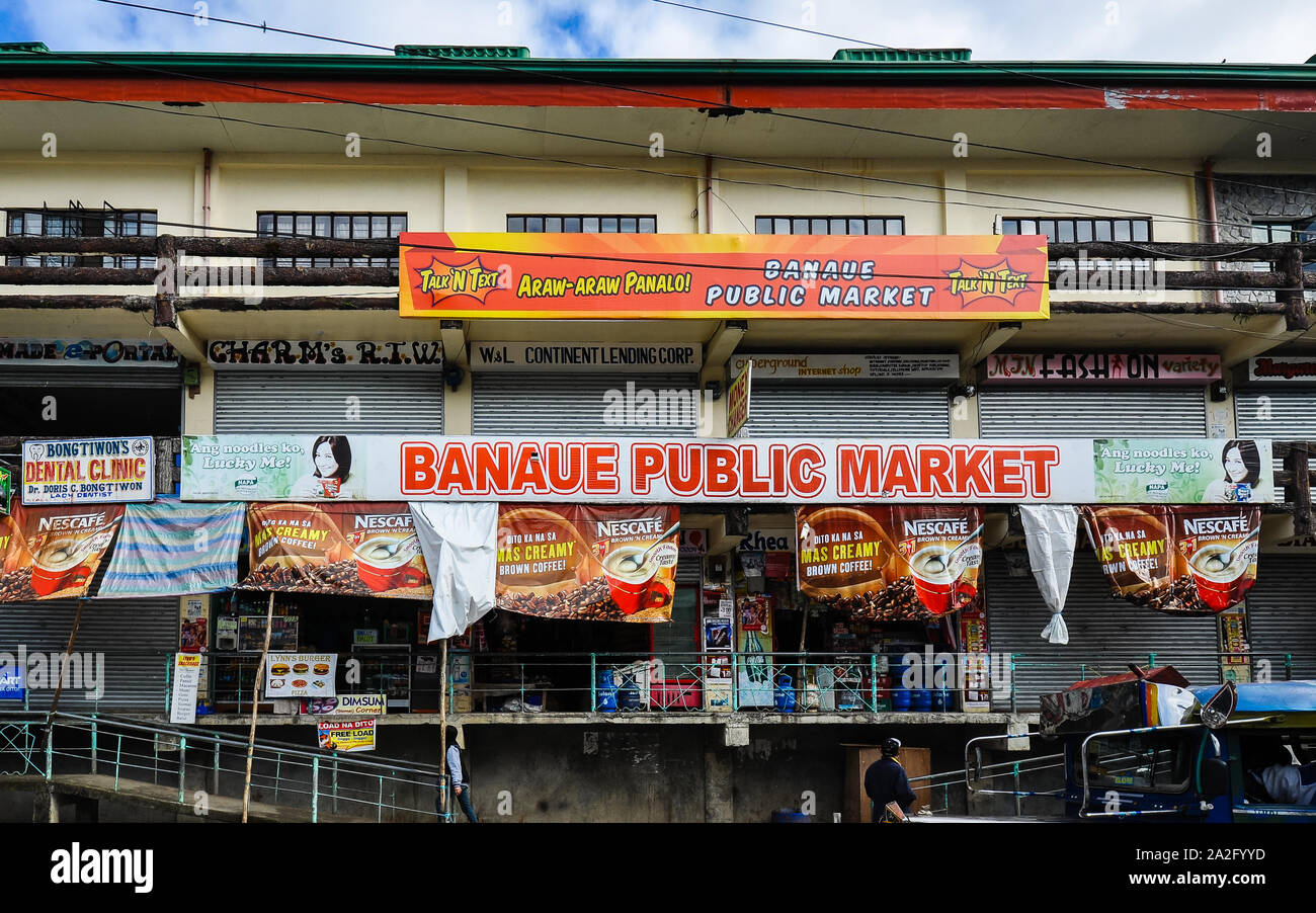 Banaue, Ifugao/PH - Feb. 27, 2014: Public market in the high mountain town of rural Banaue, Ifugao, Philippines Stock Photo